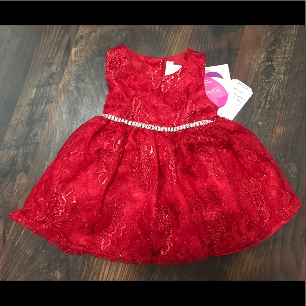 Youngland 9/12m lace dress with rhinestones